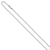Sterling Silver RH-plated 1.45mm Figaro 1in+1in Adjustable Chain